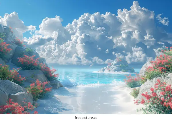 Fantasy Red Flower Beach