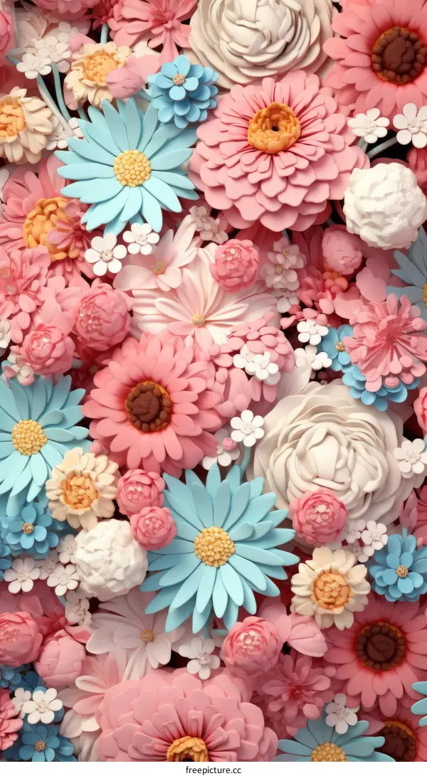 Pink and blue flowers background