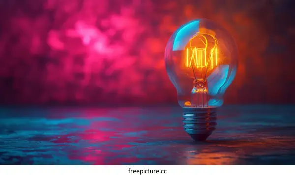 Light bulb on a colorful background