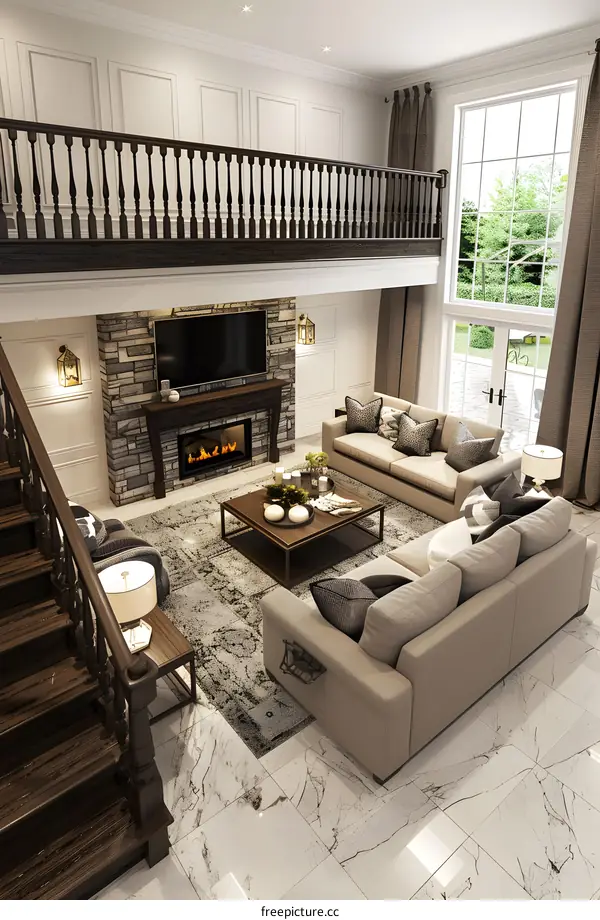 Modern Living Room Interior Design With Fireplace