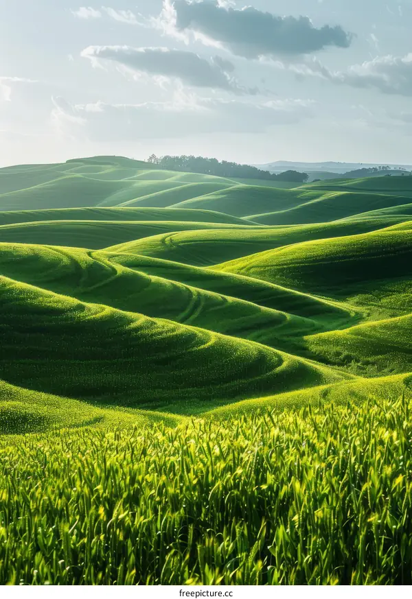 Green rolling hills of Tuscany Italy