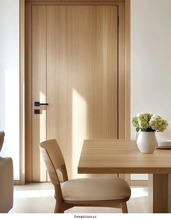 Modern Wooden Door and Dining Area Interior Design