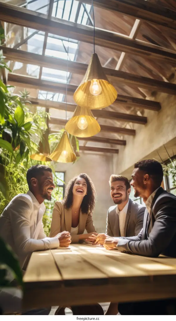 Multiethnic group of business professionals having a meeting in a modern office