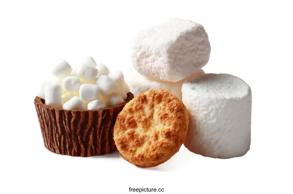 [Transparent Background PNG]Delicious Marshmallows and Cookies Dessert Arrangement