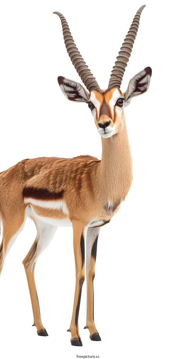 Closeup of a Gazelle with Long Spiral Horns