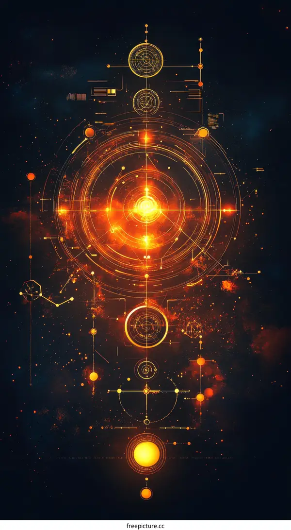 Abstract Futuristic Golden Geometric Design