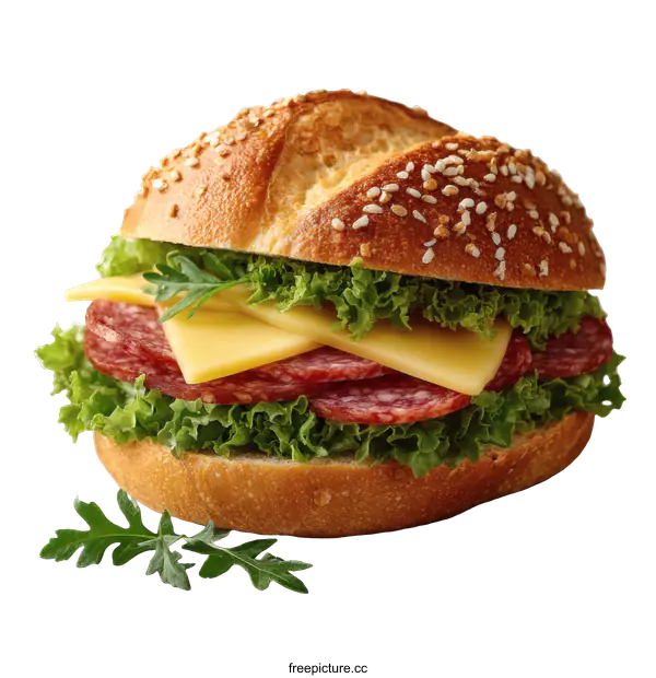 [Transparent Background PNG]Delicious Sandwich with Cheese and Sausage