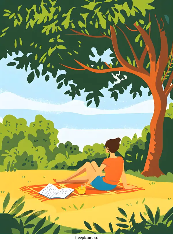 Relaxing Under the Tree with Book