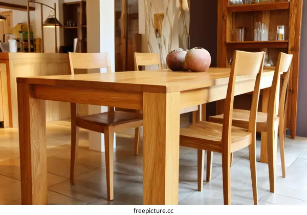 Wooden Dining Table and Chairs