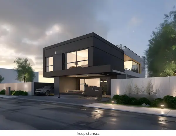 Modern Black House with Minimalist Design