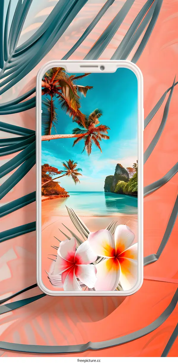 Tropical Beach Paradise Phone Wallpaper