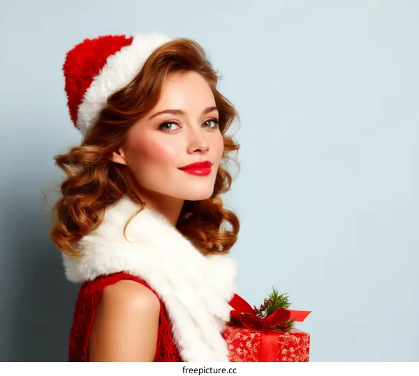 Beautiful Woman in Christmas Outfit