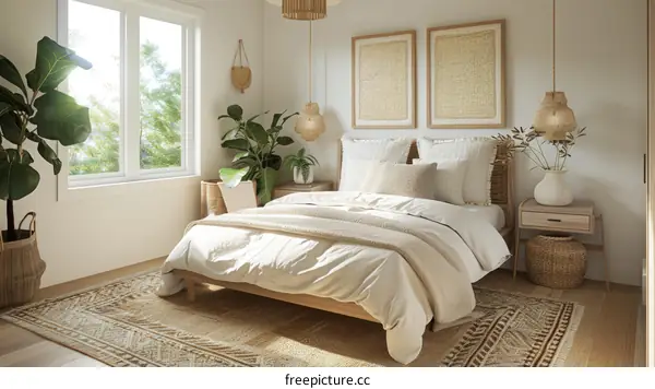 Cozy Neutral Bedroom With Plants