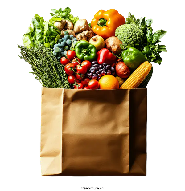 [Transparent Background PNG]Fresh Produce Bag of Fruits and Vegetables
