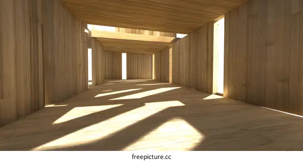 Wooden Room Interior Design With Light Rays