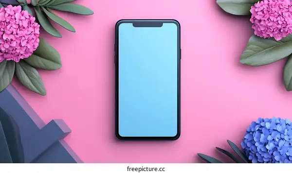 Mockup Smartphone with Pink Flowers
