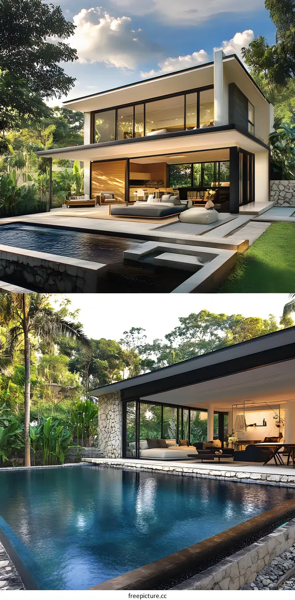Modern Luxury Villa with Infinity Pool and Tropical Garden