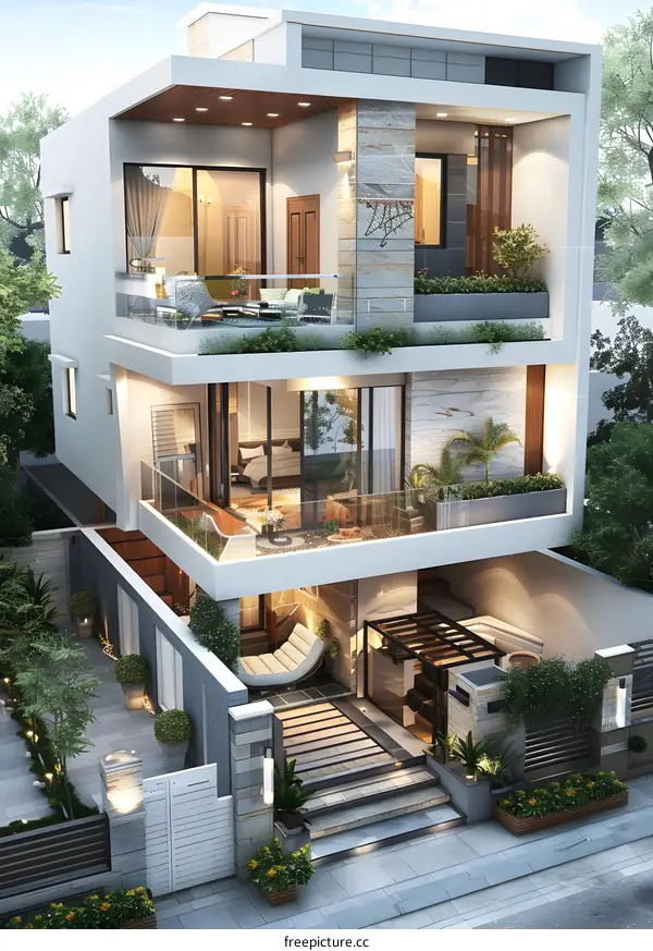 Modern minimalist three-story villa