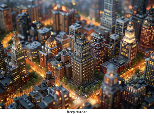 Cityscape Miniature Night View