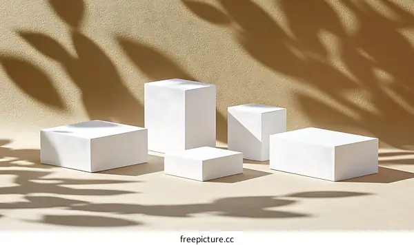 White Display Podiums with Natural Light