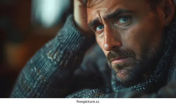 Portrait of a man with a beard and blue eyes