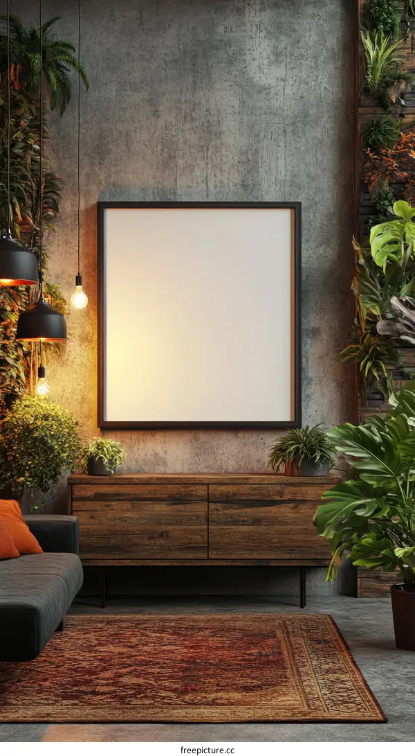 Empty Frame in Rustic Modern Living Room