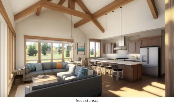 Modern Open Concept Kitchen and Living Room Design