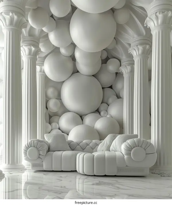 Modern Luxury Living Room with Unique Sphere Wall Decor