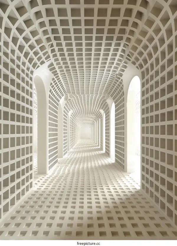 Geometric Patterns Form a Futuristic and Abstract Tunnel