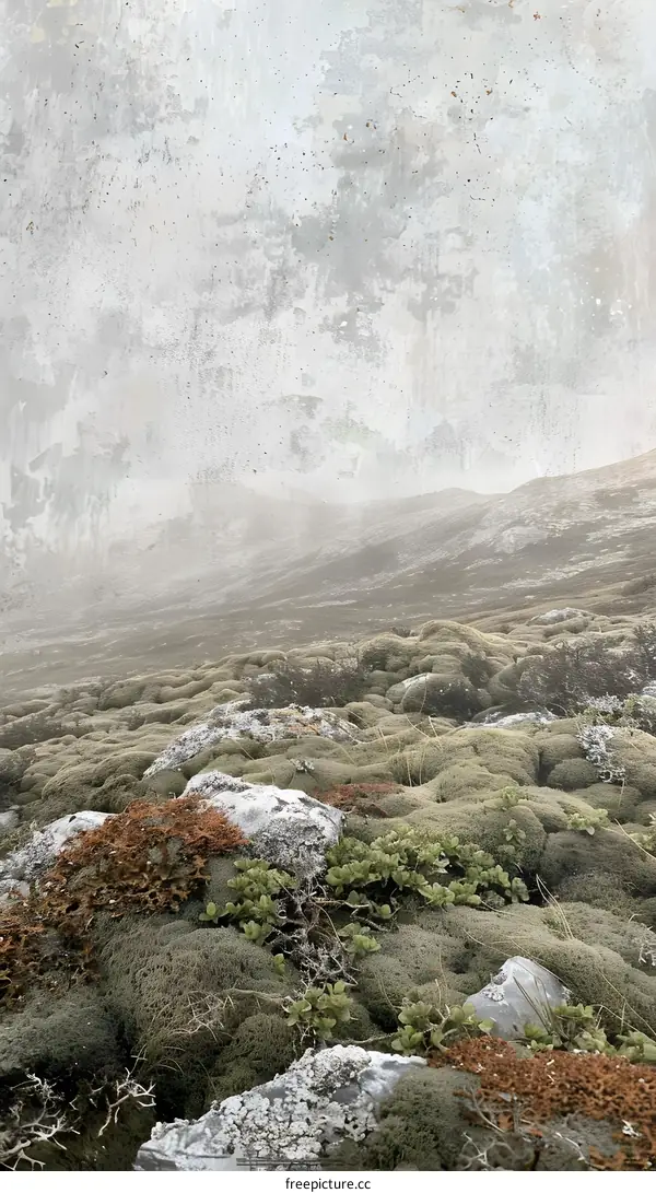 Green Moss Covered Rocks and Hills