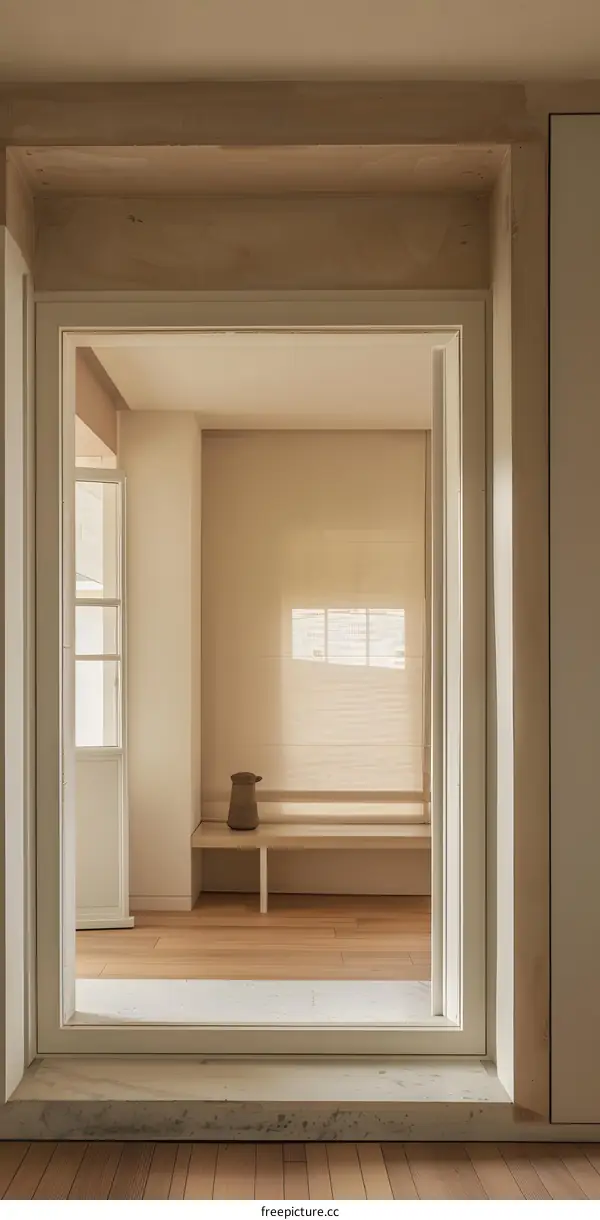 Modern Minimalist Home Interior Design With Wooden Floor And White Walls