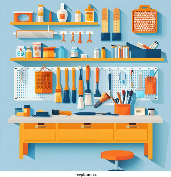 Workshop Interior with Tools and Equipment