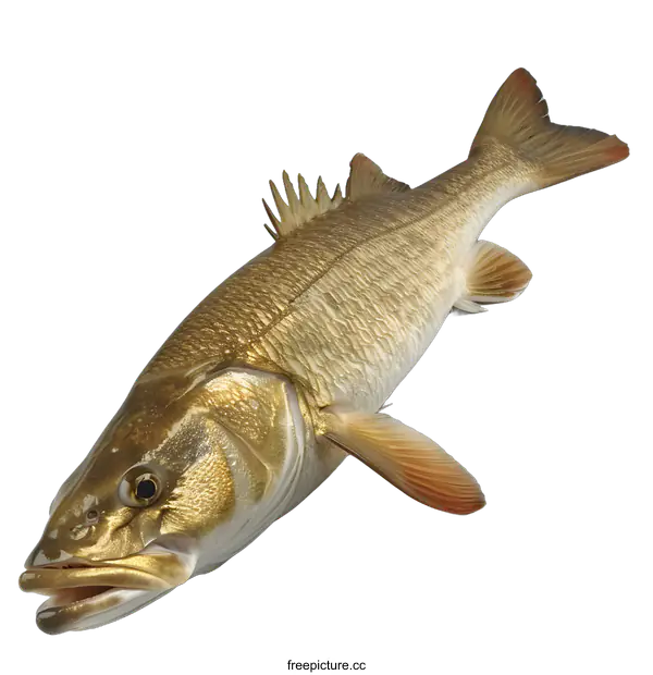[Transparent Background PNG]Golden Red Drum Fish on White Background