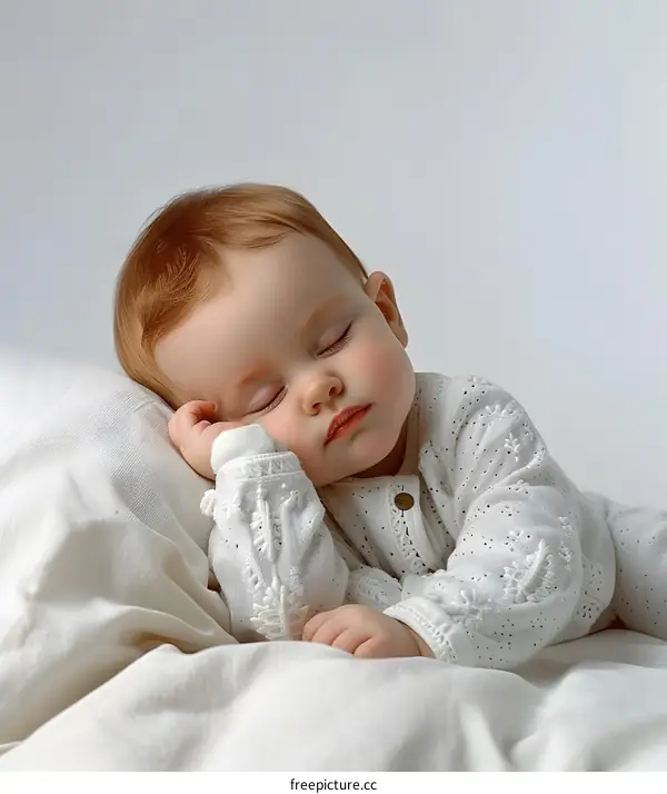 Sleeping Baby on White Sheets