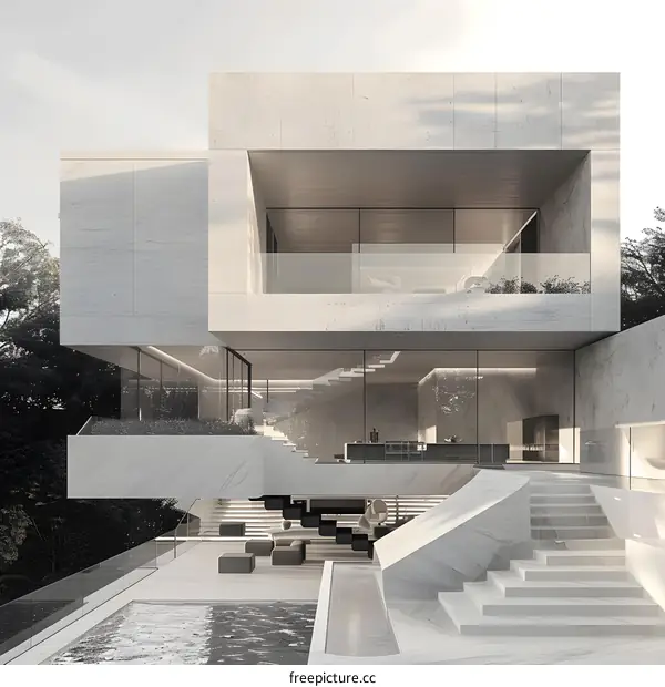 Modern Luxury Home Design With Large Pool and Terrace