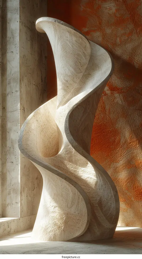 Modern Art Sculpture Bathed in Light and Shadow