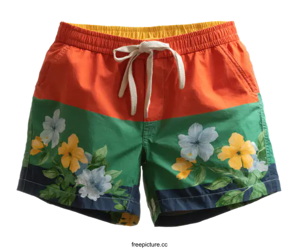 [Transparent Background PNG]Colorful Floral Print Swim Trunks