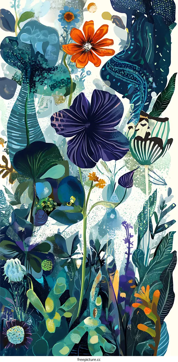 Abstract Colorful Flower Garden Illustration