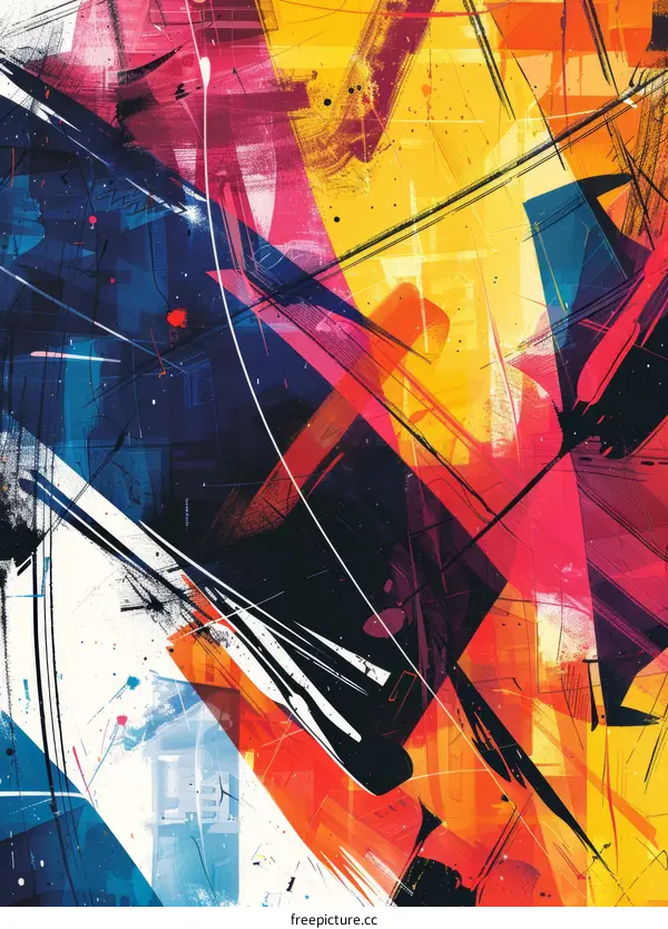 Abstract painting with geometric shapes