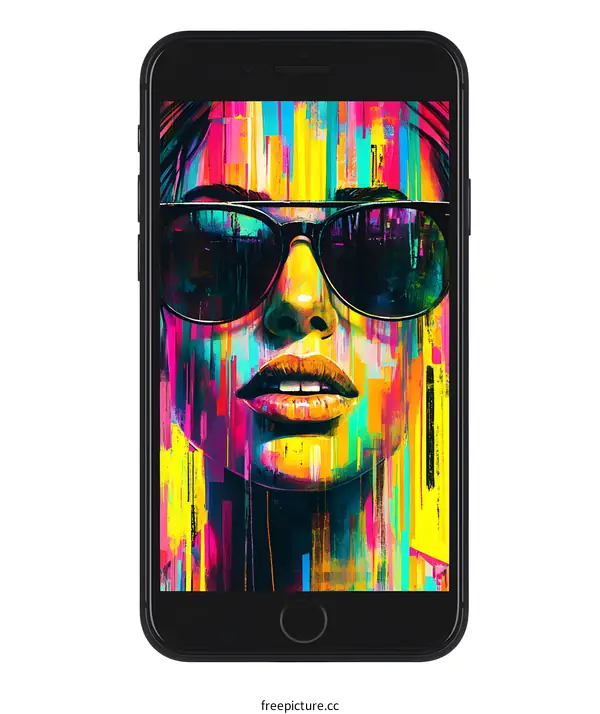 Colorful Abstract Portrait of a Woman Wearing Sunglasses