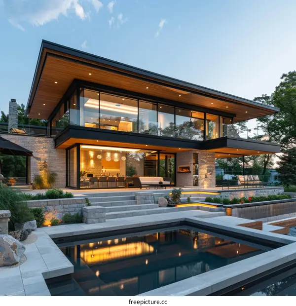 Modern luxury house with pool and terrace