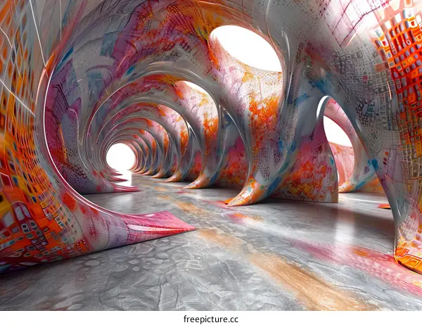 Abstract Futuristic Architecture: Colorful Geometric Design