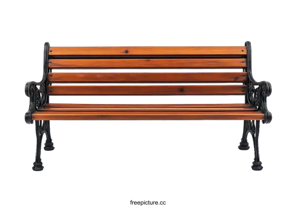 [Transparent Background PNG]Classic Wooden Park Bench on White Background