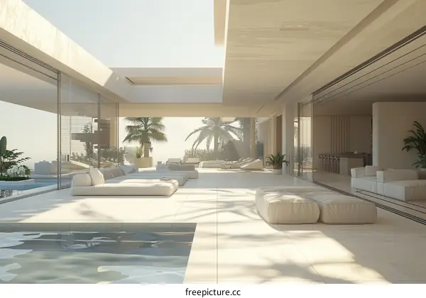 Modern and minimalist villa with pool and sea view