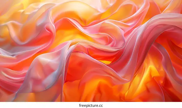 Pink and orange abstract fluid art painting