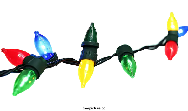 [Transparent Background PNG]Colorful Christmas Lights on a String