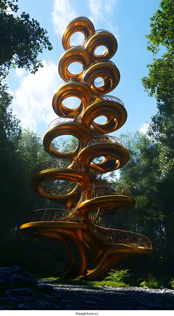 Golden Treehouse Design Concept Illustration