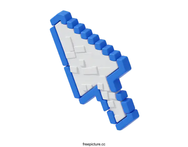 [Transparent Background PNG]3D Rendered Pixelated Arrow Cursor for Digital Interface