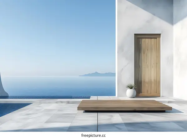 Minimalist Modern Patio with Sea View