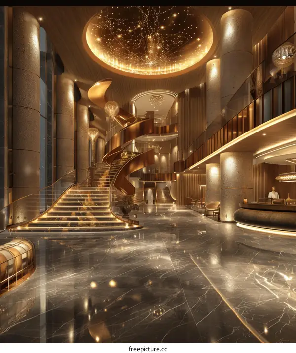 Luxury Hotel Lobby Interior Design Illustration